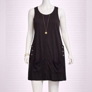 Black Sleeveless Pocket Pinafore Dress Small